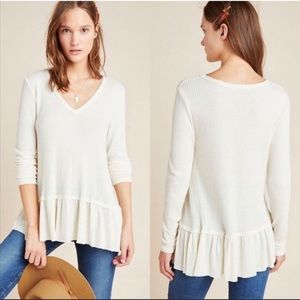 🥳HP🥳 Mesh + Lace Waffle Peplum Thermal Pullover Top